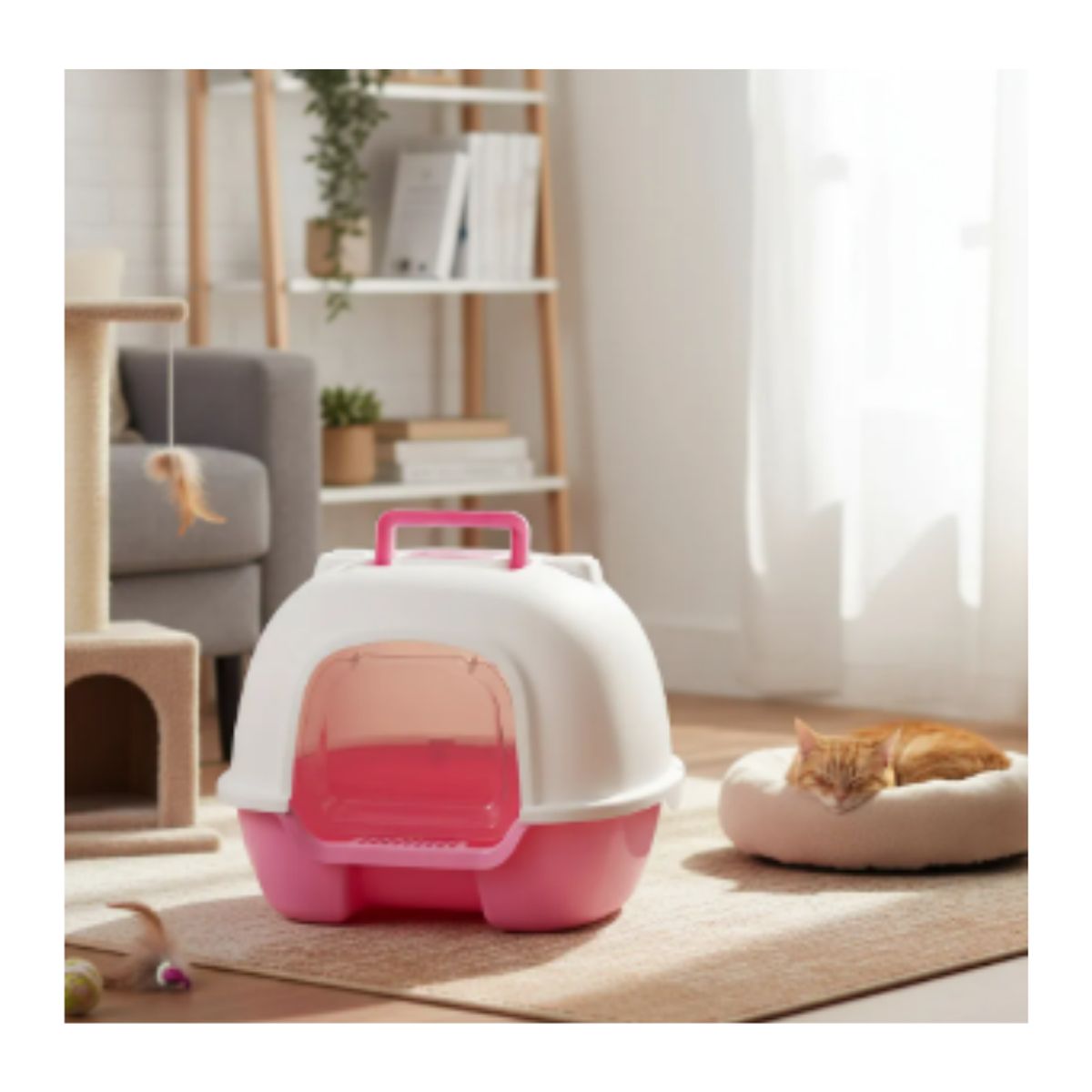 PET MOOD - Arenero Mediano Pet Mood Para Gatos Higiene Fácil Color Rosado