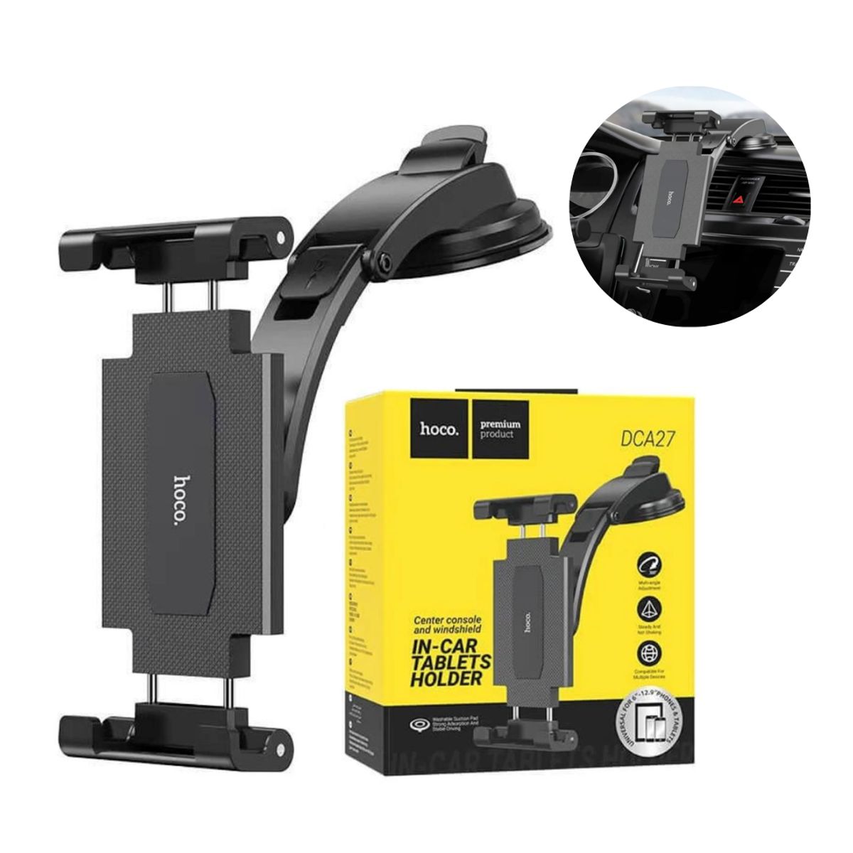 HOCO - Soporte Auto Universal Holder para Tablet  Celular Ajustable