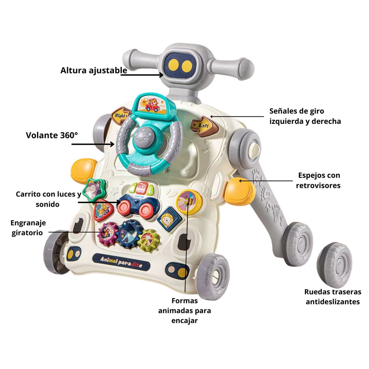 BIBI - Andador caminador para bebe 3 en 1 Plomo