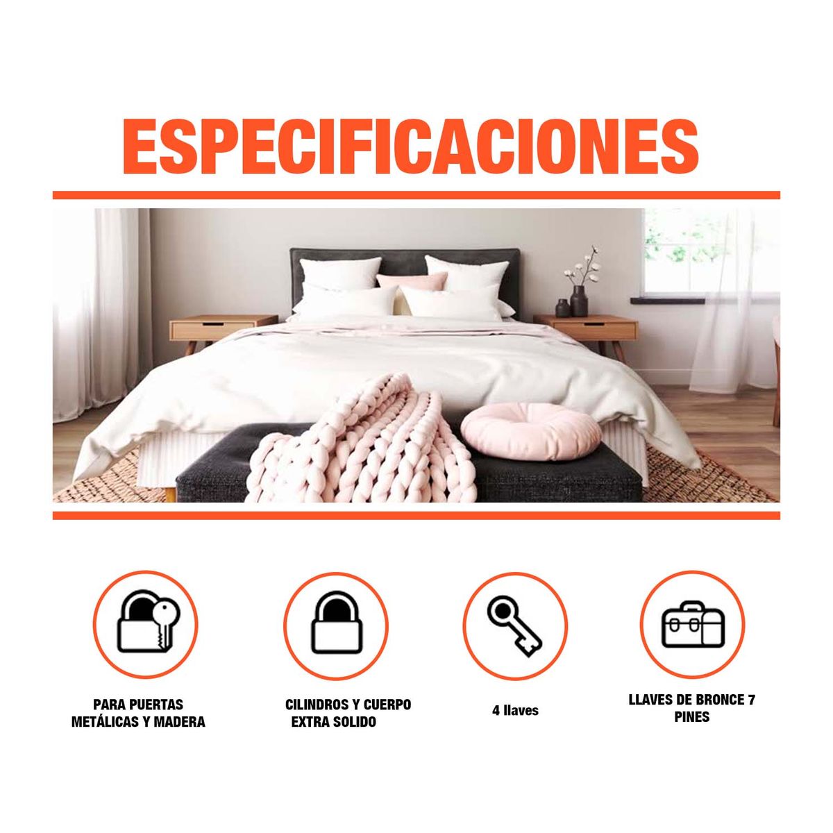 GENERICO - Chapa Cerradura Sobreponer Metálica Pesada Alta Seguridad