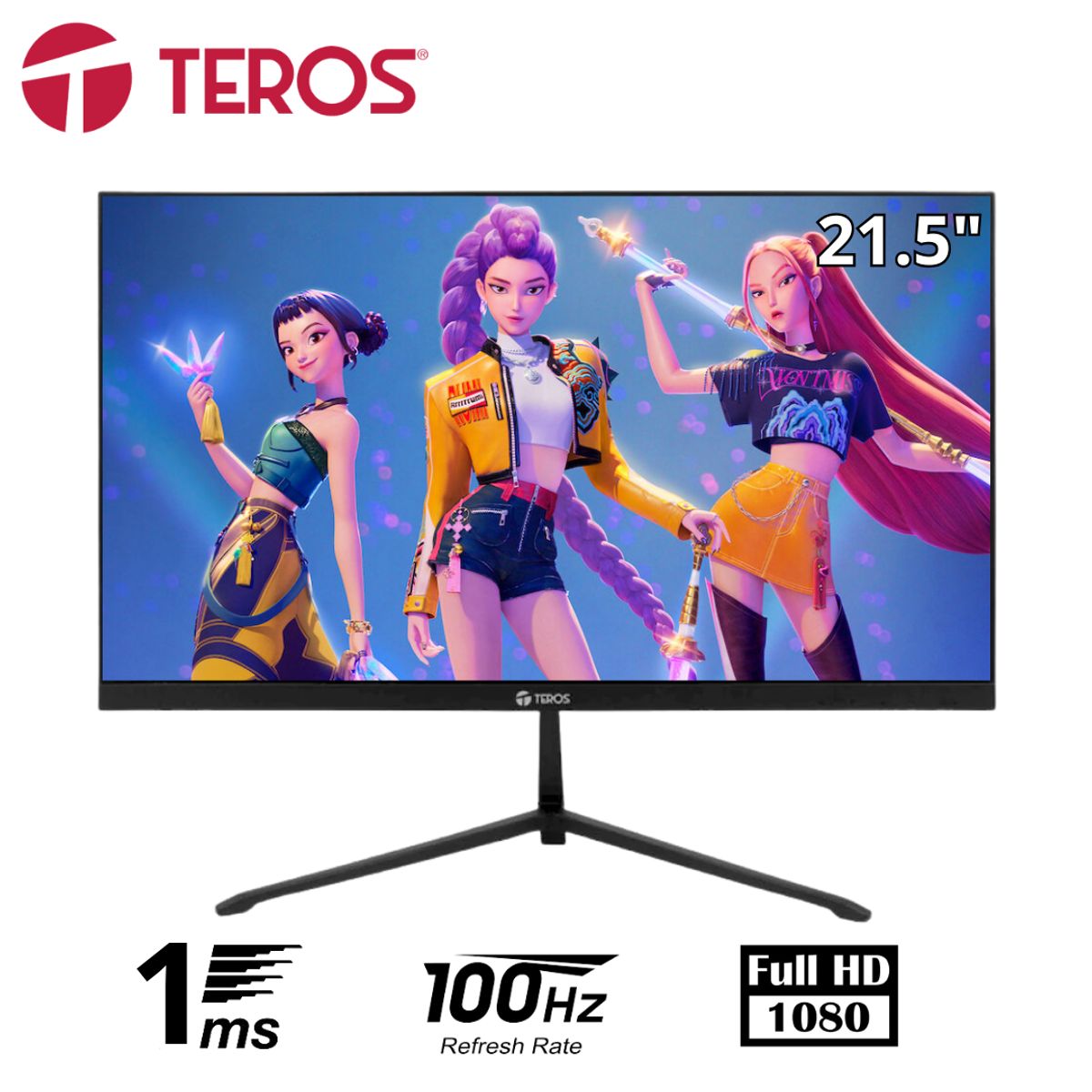 TEROS - Monitor plano TEROS TE-2128S 215 FHD IPS 100Hz 1ms HDMI VGA negro