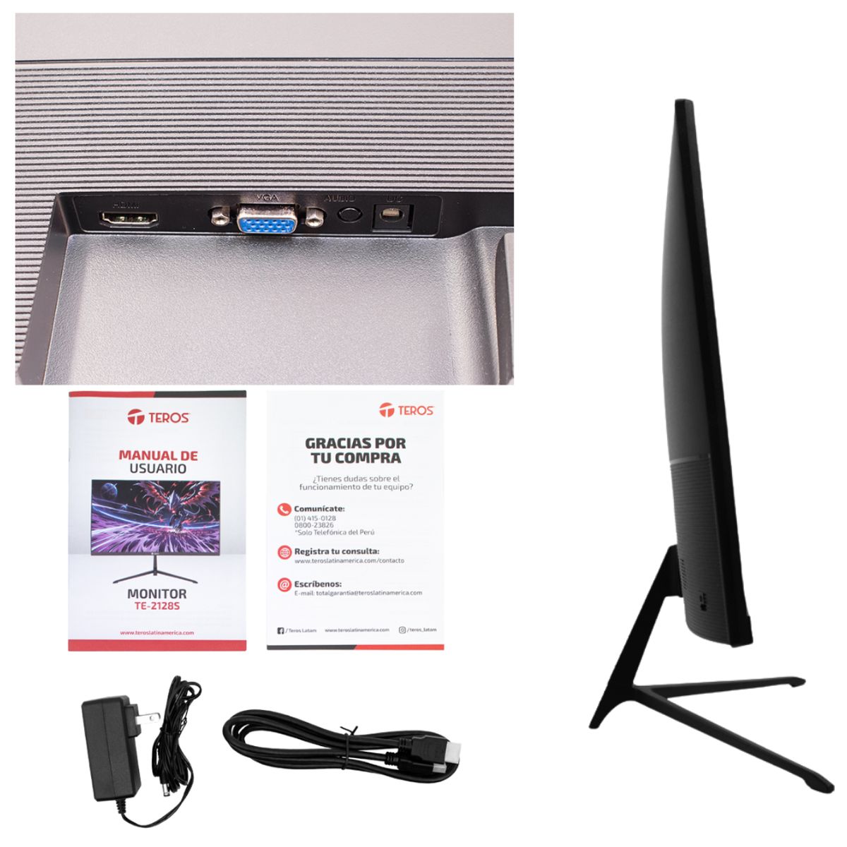 TEROS - Monitor plano TEROS TE-2128S 215 FHD IPS 100Hz 1ms HDMI VGA negro