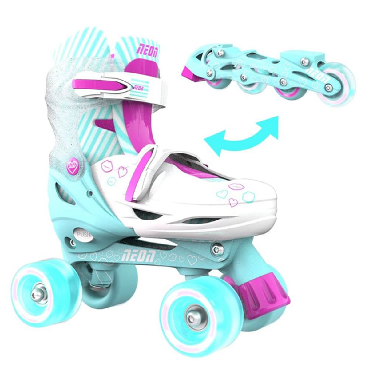 YVOLUTION - Yvolution patines ajustables Talla 34-37 turquesa y fucsia