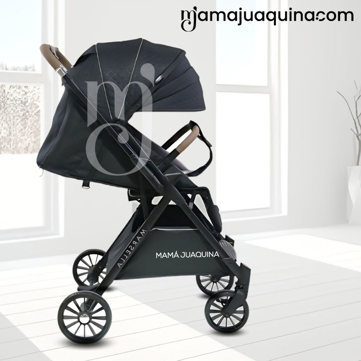 Baby - Coche Maleta de Lujo «MARSELLA» Mango Reversible Black