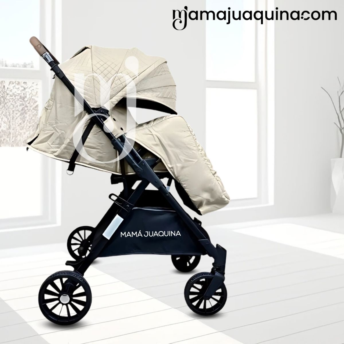 BABY - Coche Maleta de Lujo «MARSELLA» Mango Reversible Beige