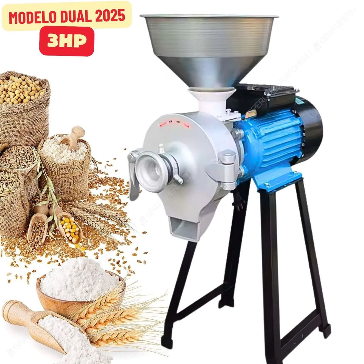 OEM - Molino Eléctrico Granos Húmedo Seco Modelo dual 3HP 220V