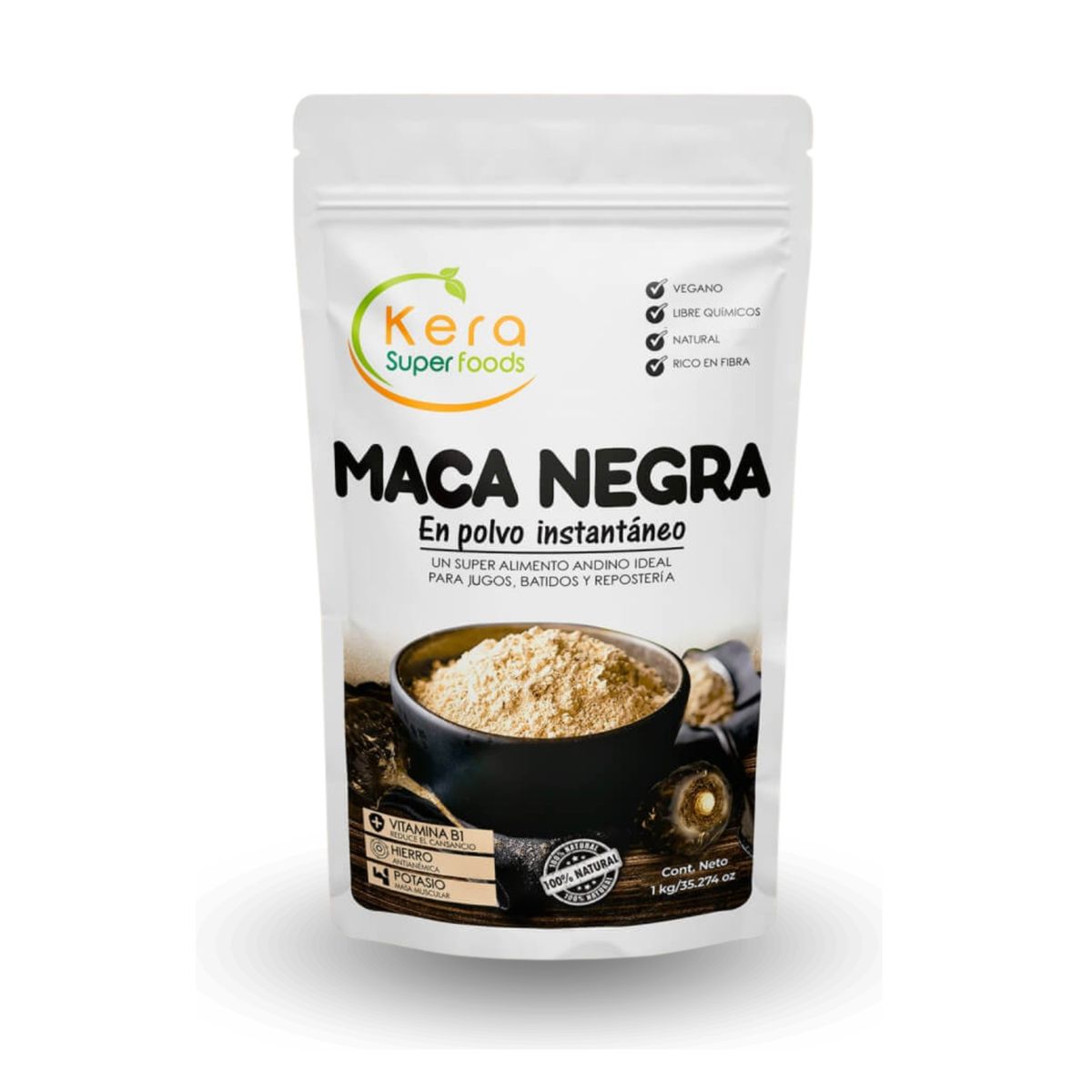 KERA SUPERFOODS - MACA NEGRA EN POLVO 1KG - KERA SUPERFOODS
