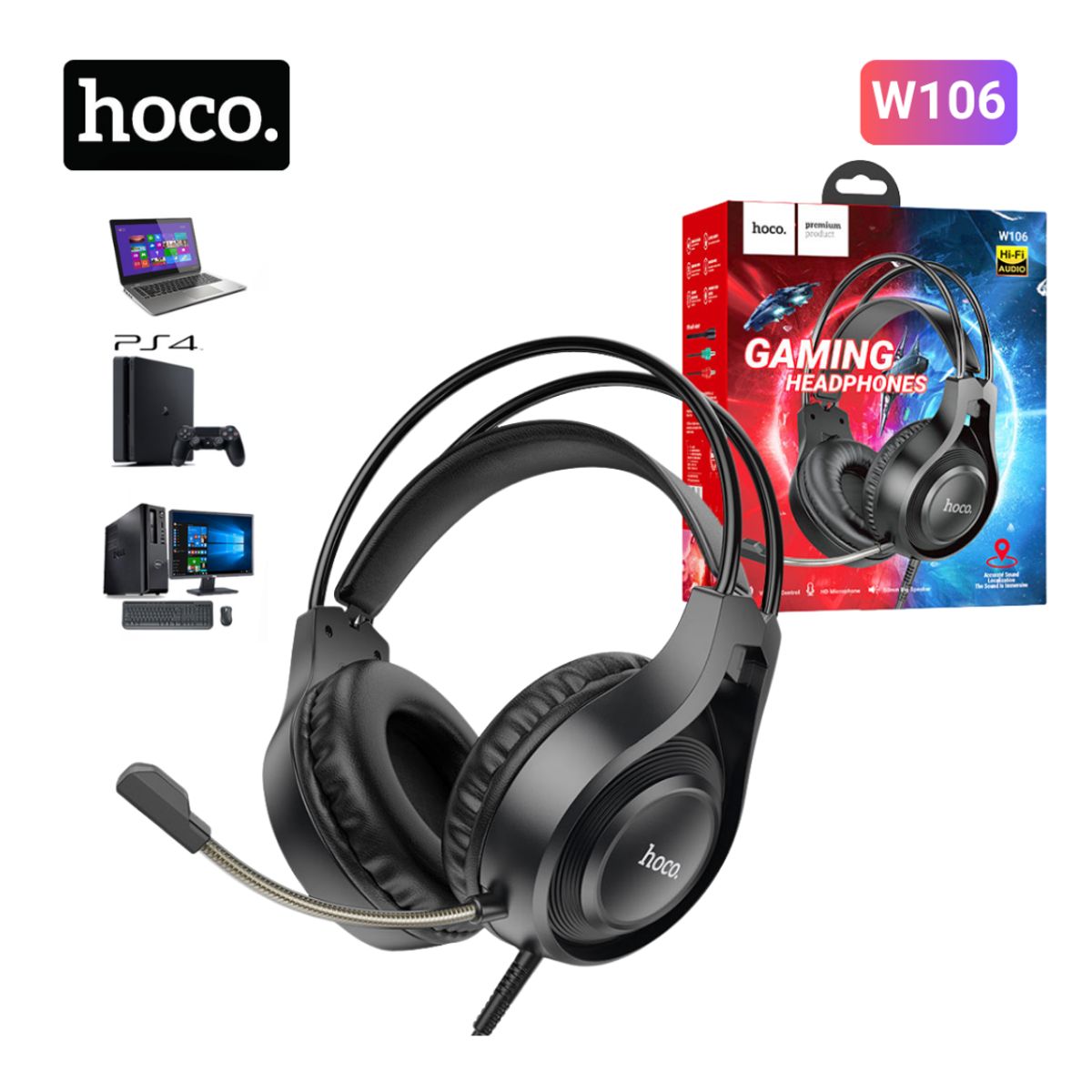 HOCO - Audífono Gamer Hoco con Micrófono Profesional Pc Laptop Notebook