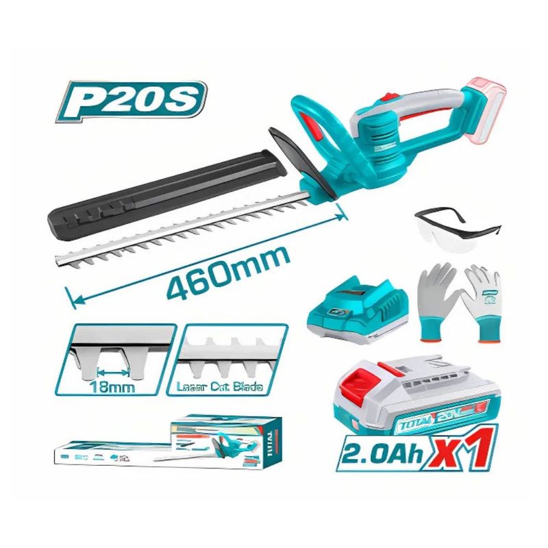 TOTAL TOOLS - Cortasetos Inalambrico LI-ION 20v 1400RPM 1X20AH - THTLI20461