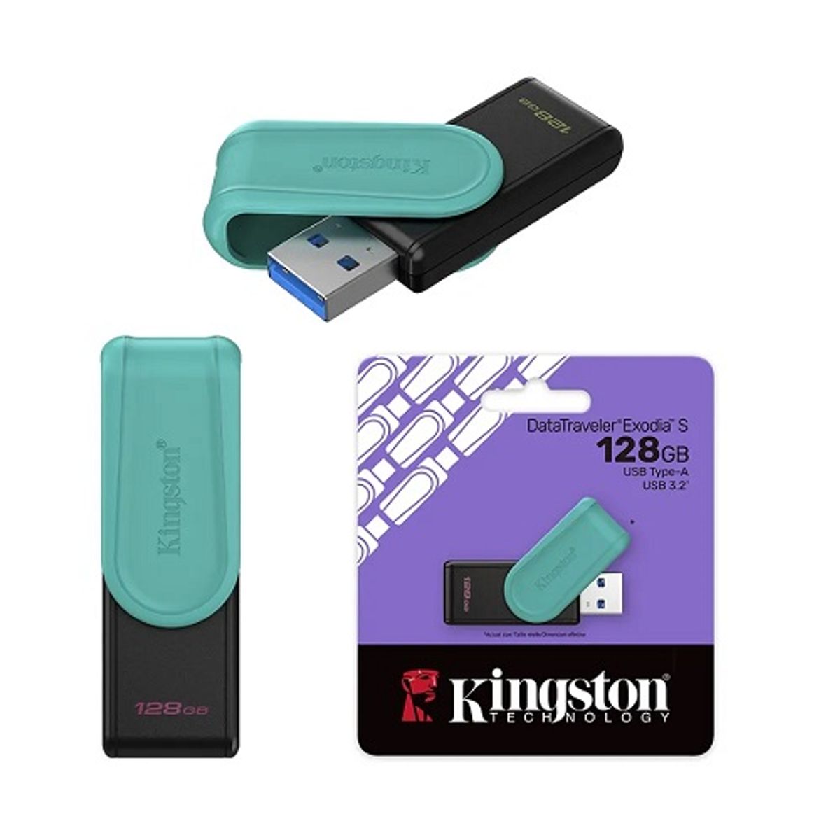 KINGSTON - Memoria Usb Kingston Datatraveler Exodia S 128gb Usb32 Negro