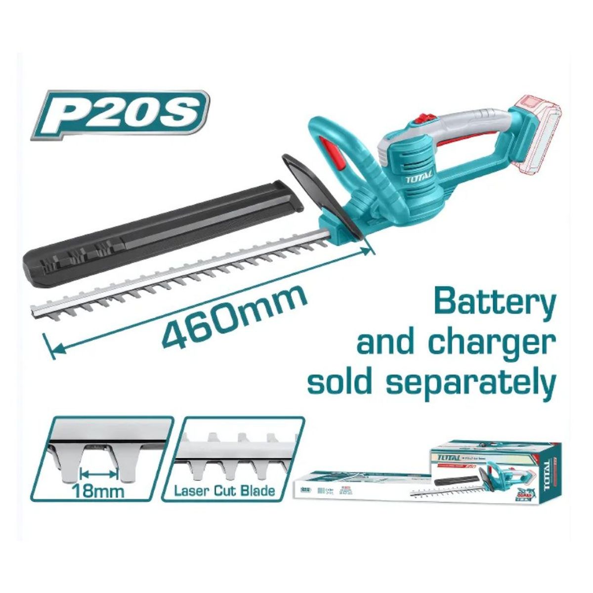 TOTAL TOOLS - Cortasetos LI-ION 20V 2800SPM 46CM Industrial -  THTLI20018