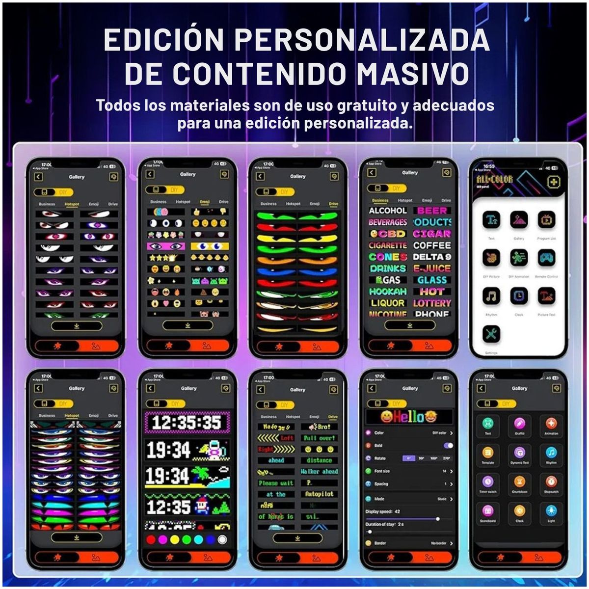 CREATIVE LIGHT - 2 Paneles Publicitarios Luz Led Letrero 60x12cm APP+Bluetooth+Control