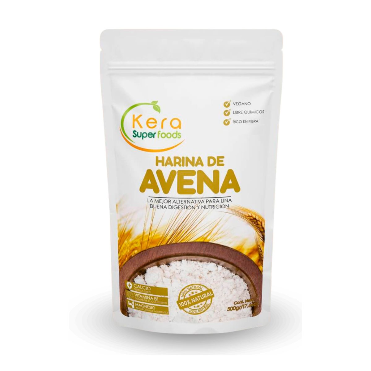 KERA SUPERFOODS - HARINA DE AVENA 500GR - KERA SUPERFOODS