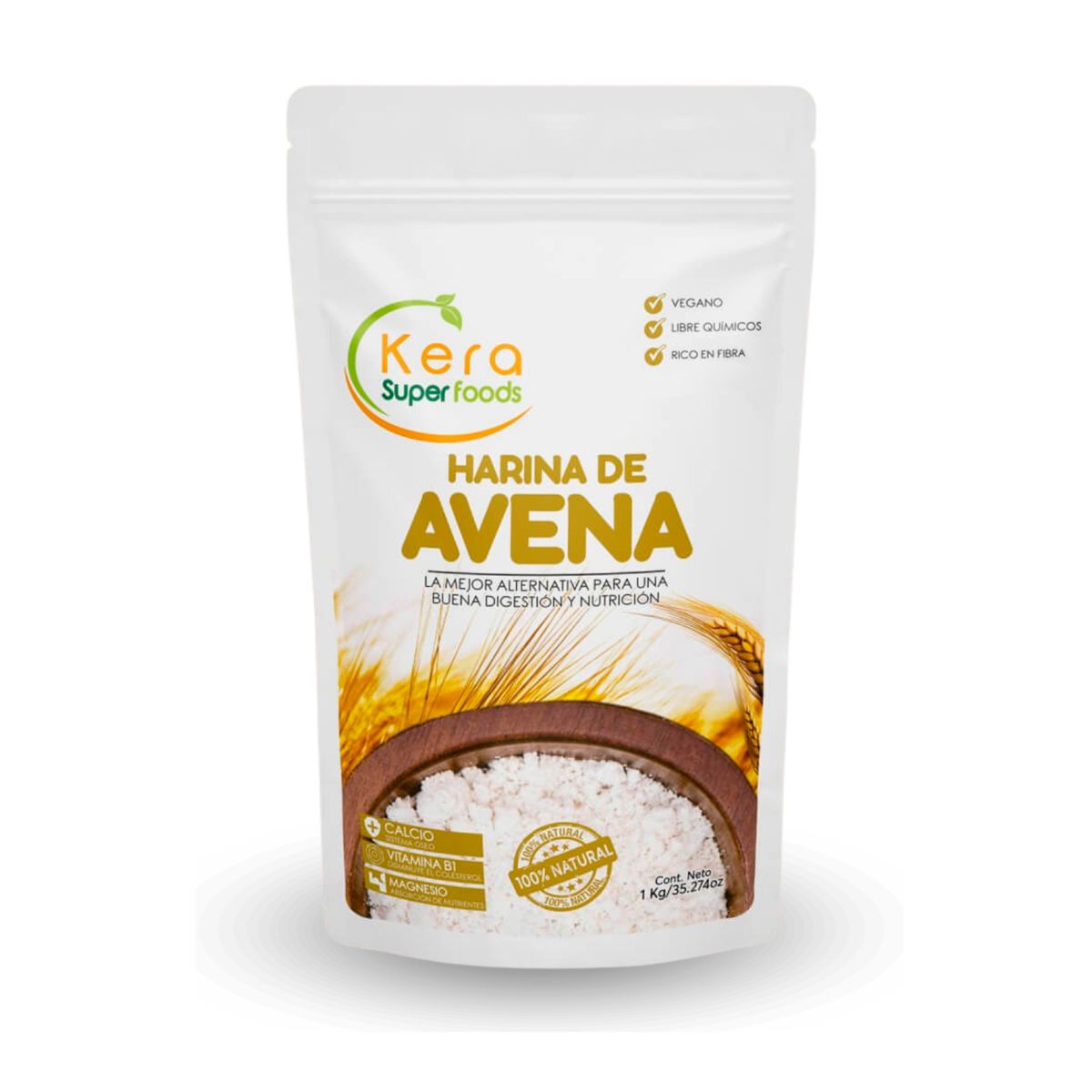 KERA SUPERFOODS - HARINA DE AVENA 1KG - KERA SUPERFOODS