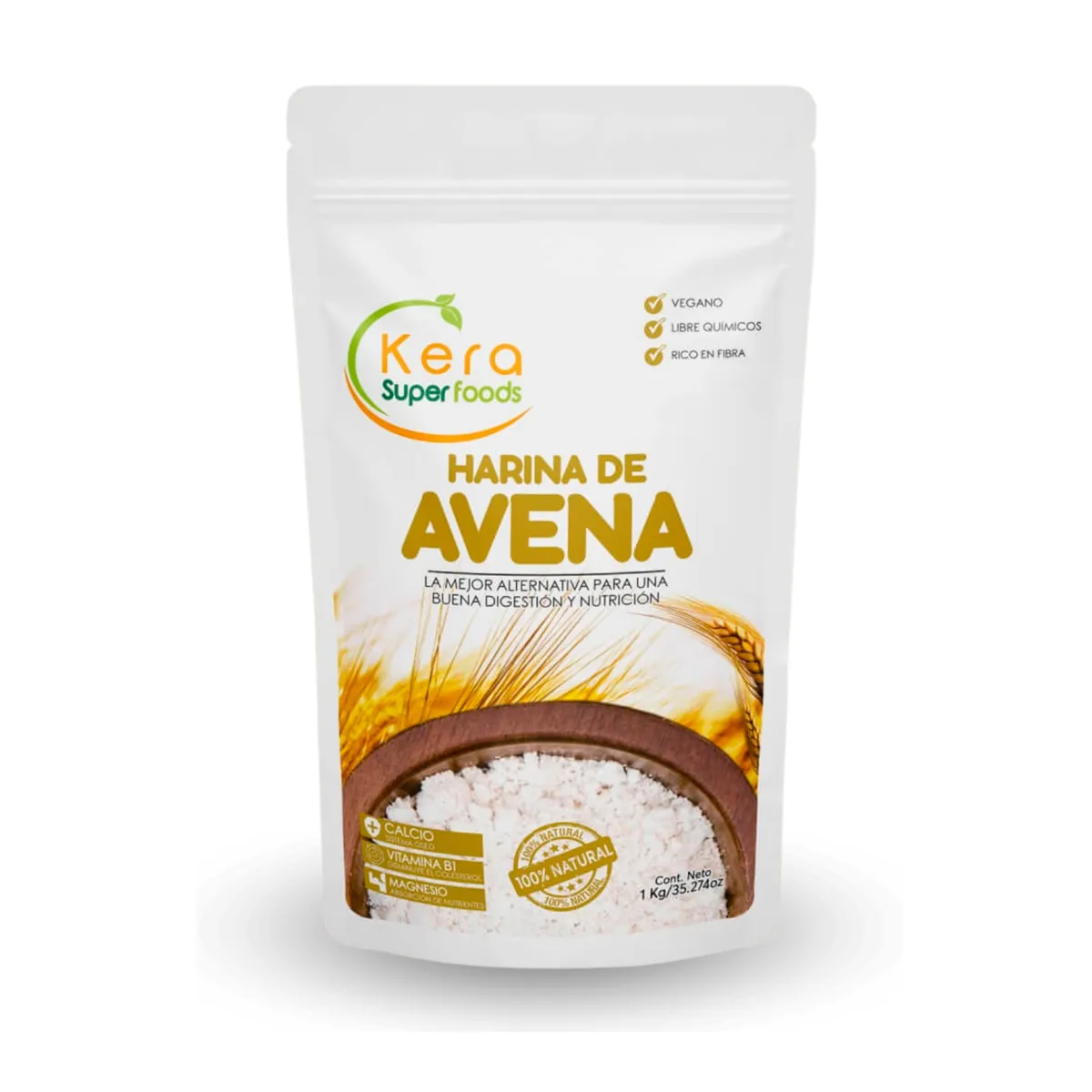 KERA SUPERFOODS - HARINA DE AVENA 1KG - KERA SUPERFOODS
