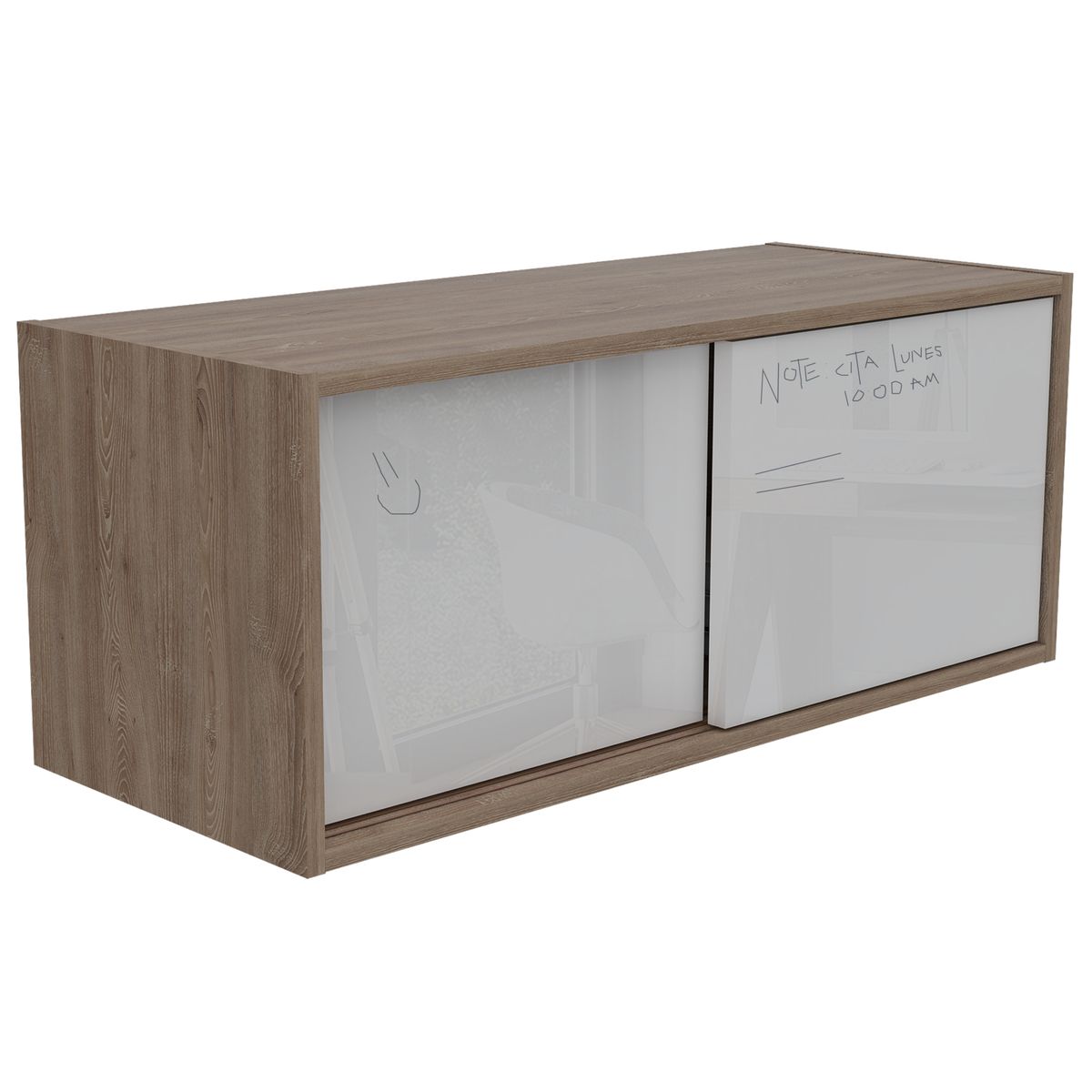 FMFURNITURE - Gabinete Aereo 2 Puertas Fm-003B Blanco Y Café Claro