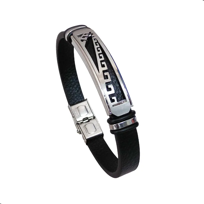 GENERICO - Pulsera Elegante De Cuero Pu Con Esclava Para Hombres