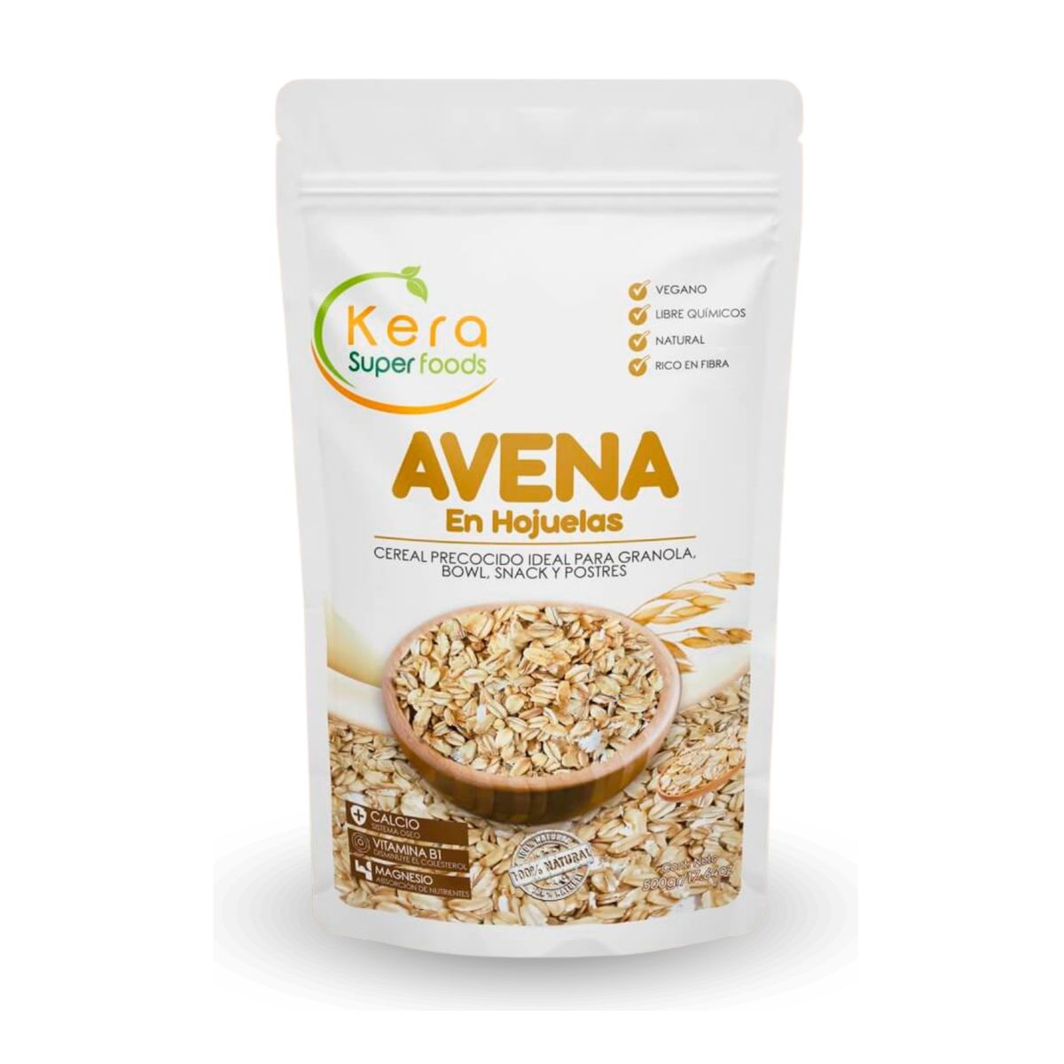 KERA SUPERFOODS - AVENA EN HOJUELAS 500GR - KERA SUPERFOODS