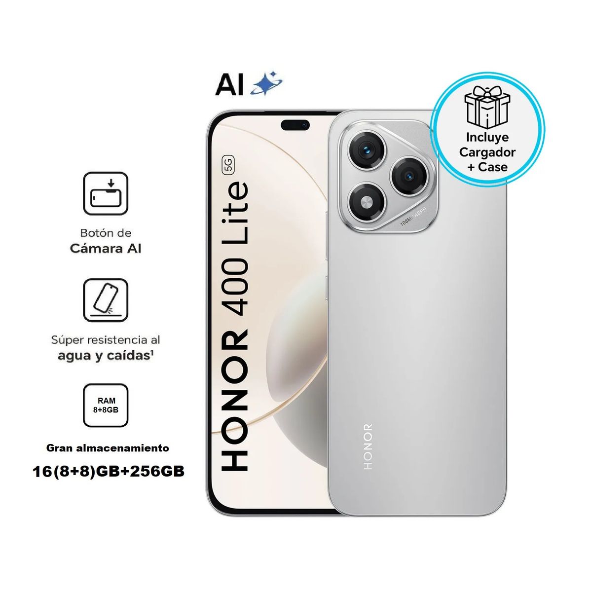 HONOR - HONOR 400 LITE 5G MARRS VELVET GREY 8RAM 256GB - REGISTRADO