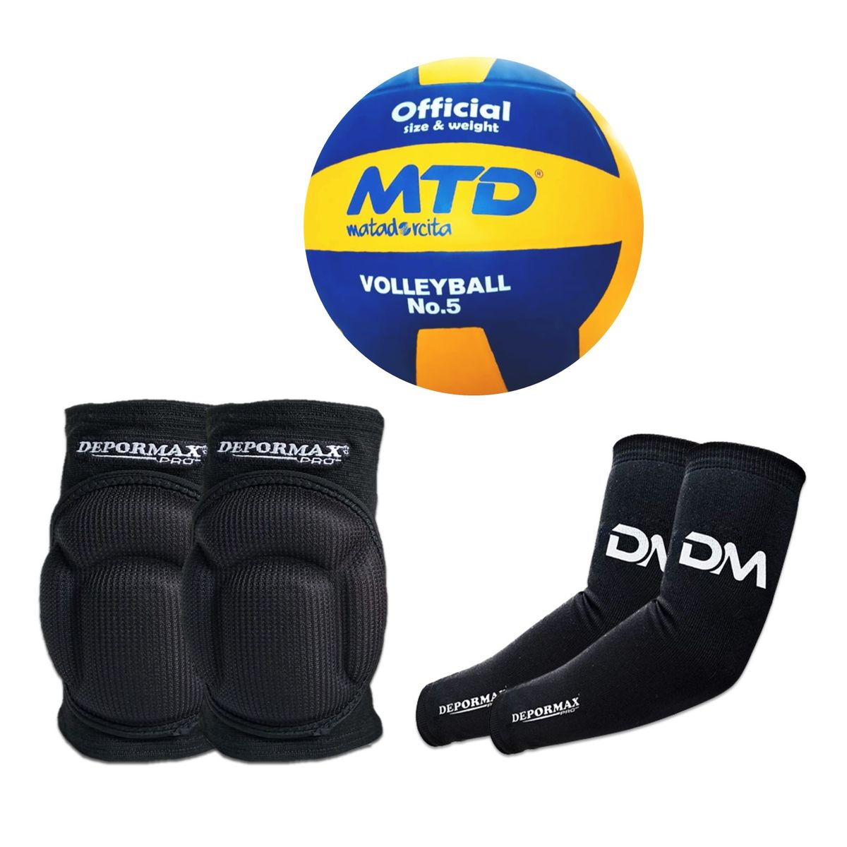 GENERICO - KIT DE VÓLEY PELOTA  RODILLERAS MANGAS NEGRO TALLA S - color aleattorio