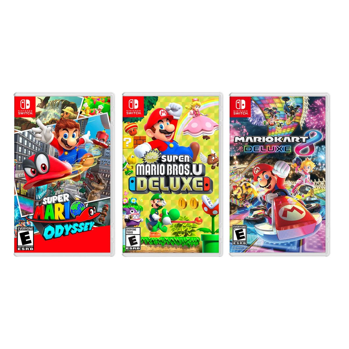 NINTENDO - New Super Mario Bros U + Super Mario Odyssey + Mario Kart 8 Deluxe Nintendo Switch