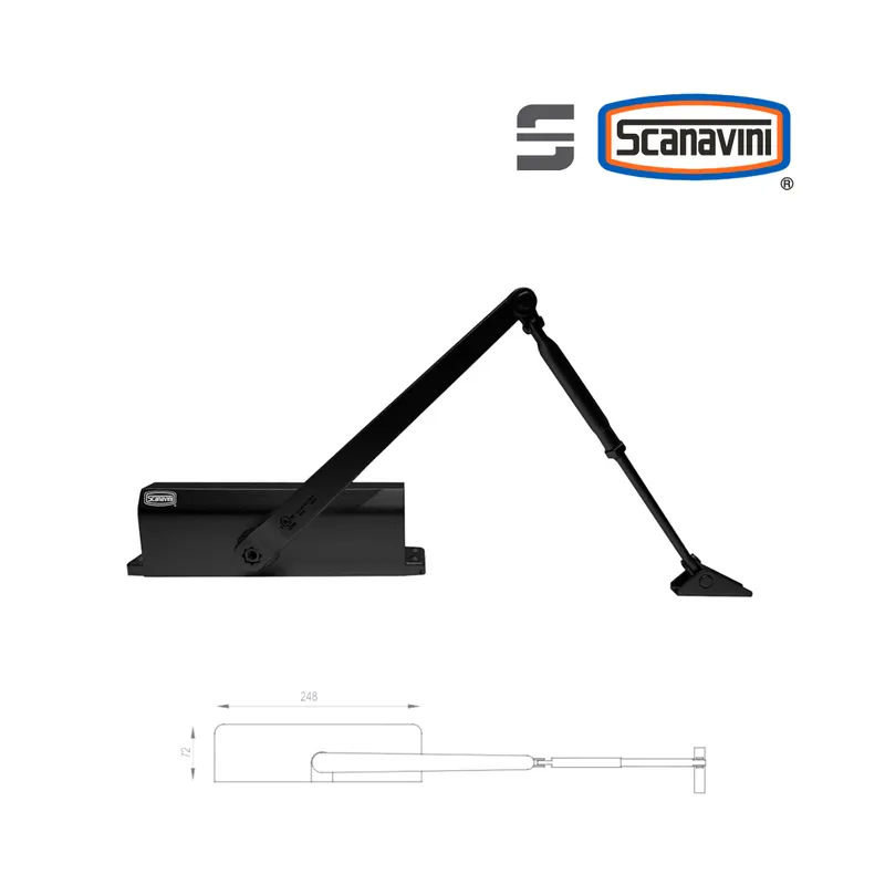 SCANAVINI - Brazo Hidráulico DT536F-K negro Puertas de 40 a 150 kg.