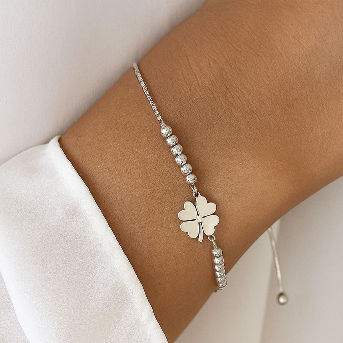JOYERIA D'PILMER - PULSERA DE PLATA TREBOL