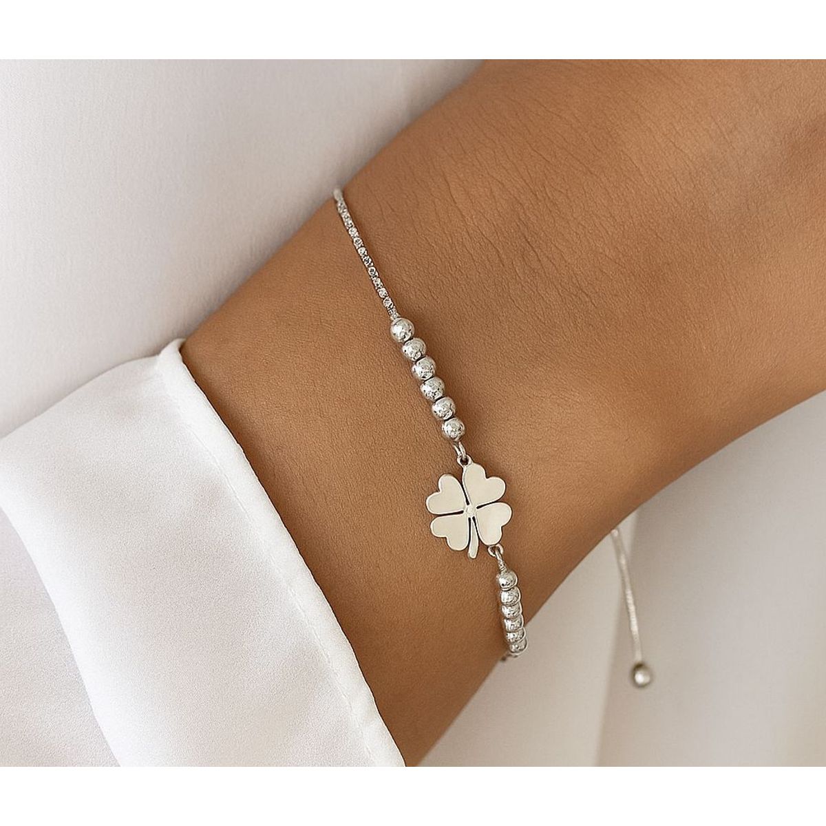 JOYERIA D'PILMER - PULSERA DE PLATA TREBOL