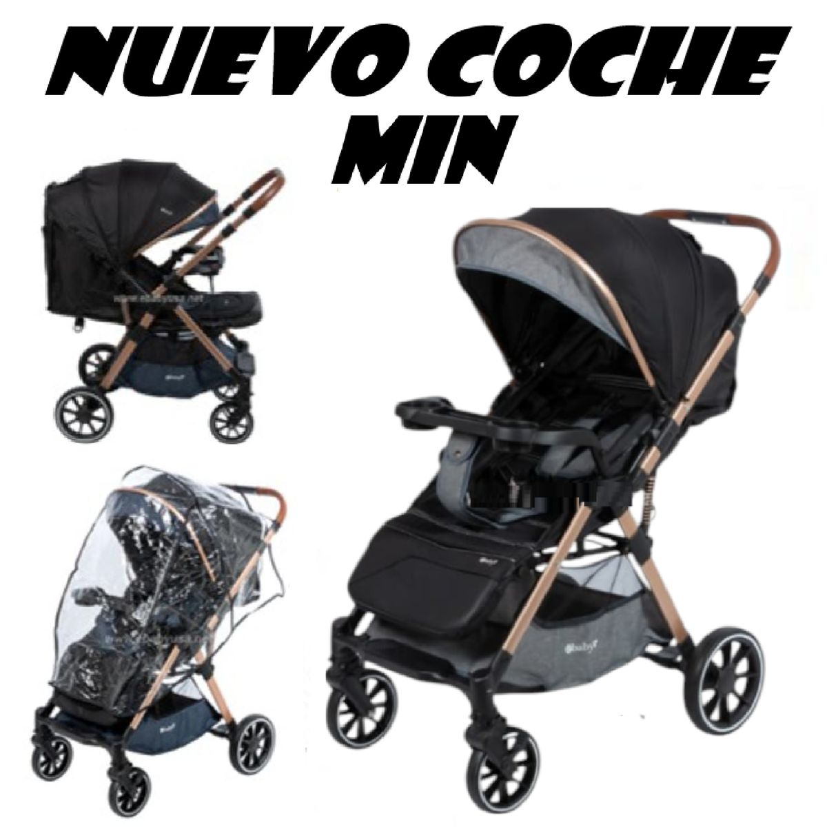 EBABY - Nuevo Coche Mango Reversible Ebaby Min -Negro