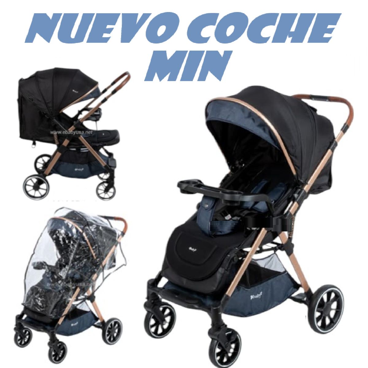 EBABY - Nuevo Coche Mango Reversible Ebaby Min -Azul