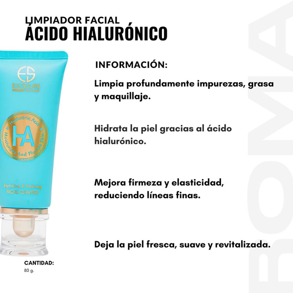 GENERICO - PACK 3 LIMPIADOR FACIAL ÁCIDO HIALURÓNICO 80G ESTELIN