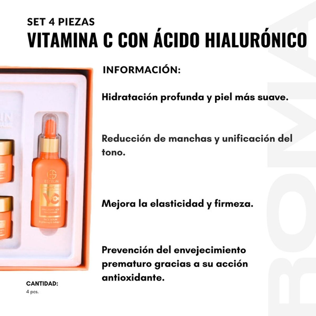 GENERICO - SET 4 PIEZAS VITAMINA C CON ÁCIDO HIALURÓNICO 4PCS ESTELIN