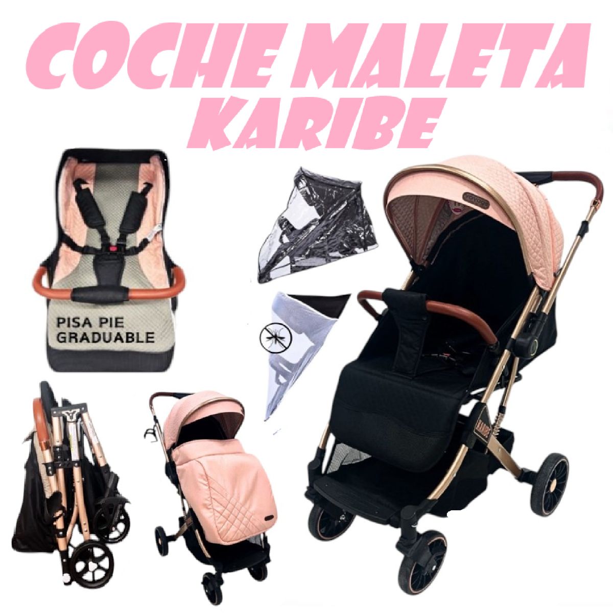 VOYAGE - Nuevo Coche Maleta Reversible Karibe Voyage -Rosa