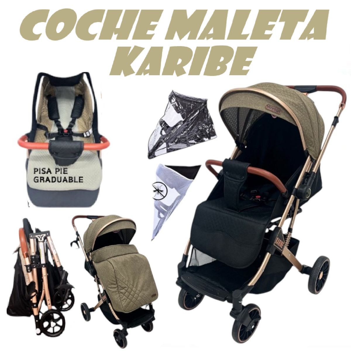 VOYAGE - Nuevo Coche Maleta Reversible Karibe Voyage -Beige