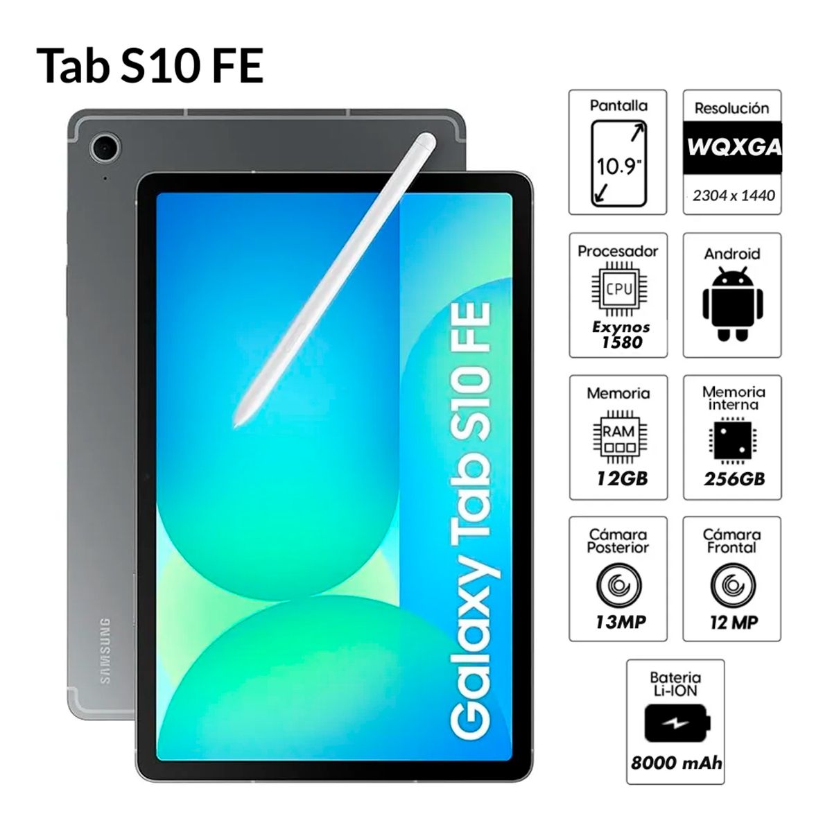 SAMSUNG - Tablet Galaxy Tab S10 Fe 12GB 256GB Color Gris