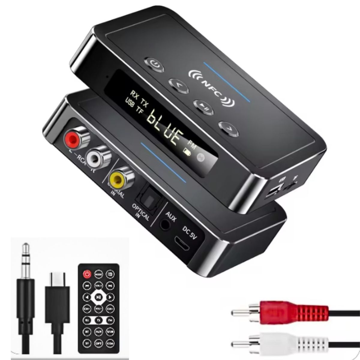 GENERICO - Bluetooth Receptor Transmisor 5.0 Aux Rca Usb Fm Optical Tf M6