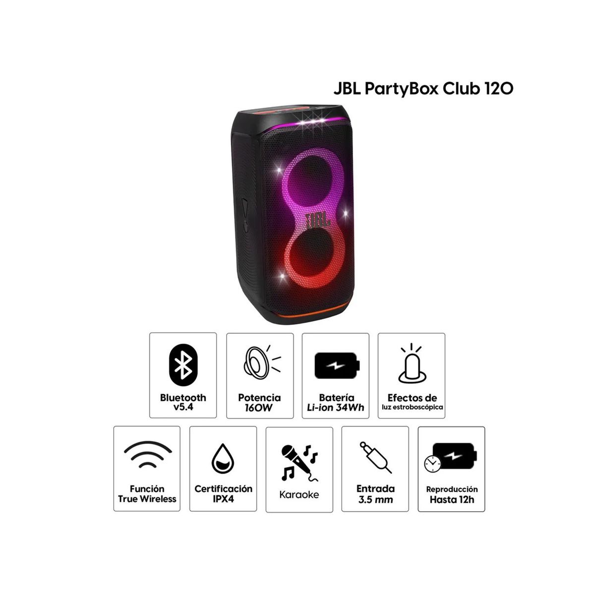 JBL - Parlante JBL PartyBox Club 120 Bluetooth Negro