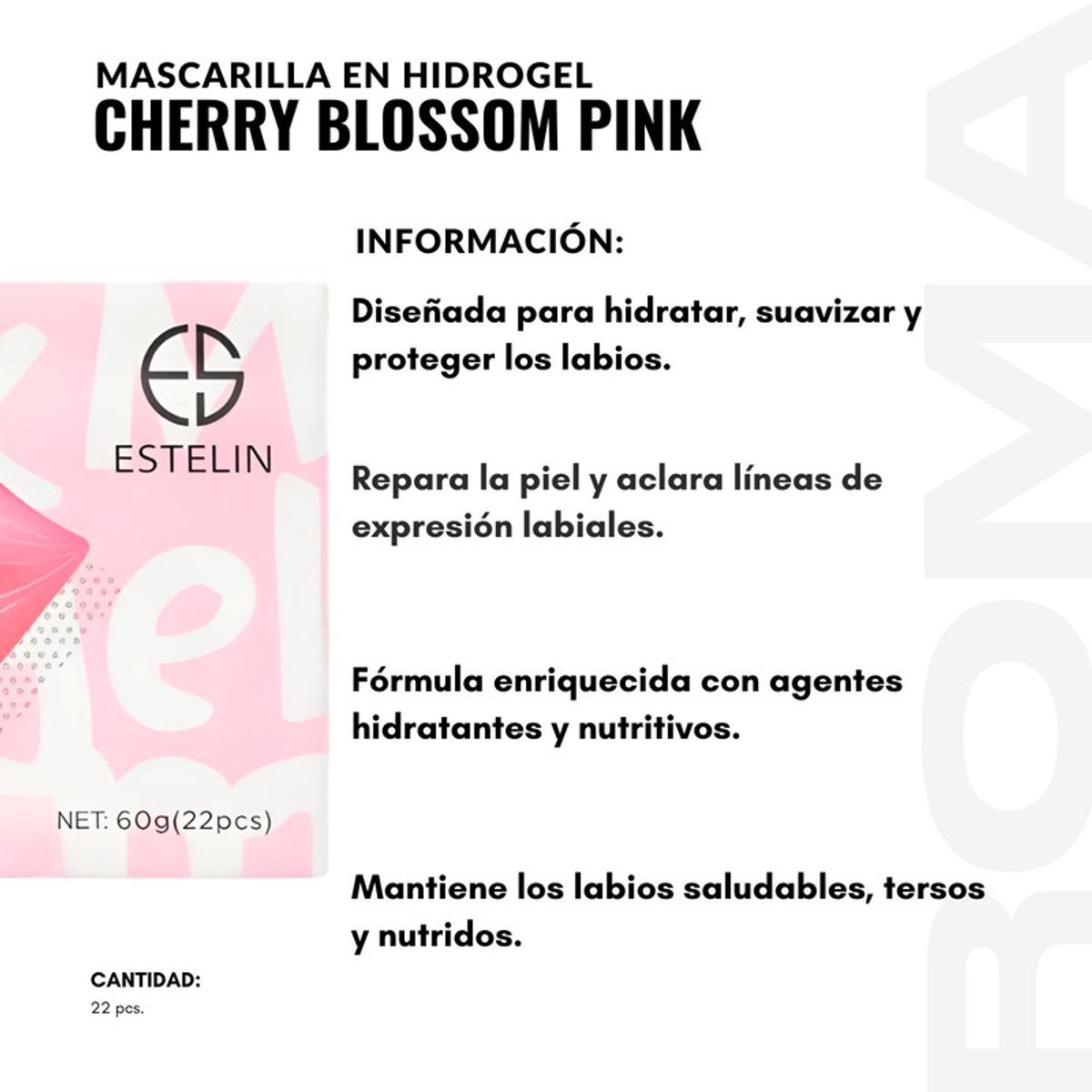 GENERICO - PACK 3 MASCARILLA EN HIDROGEL CHERRY BLOSSOM PINK 22PCS ESTELIN
