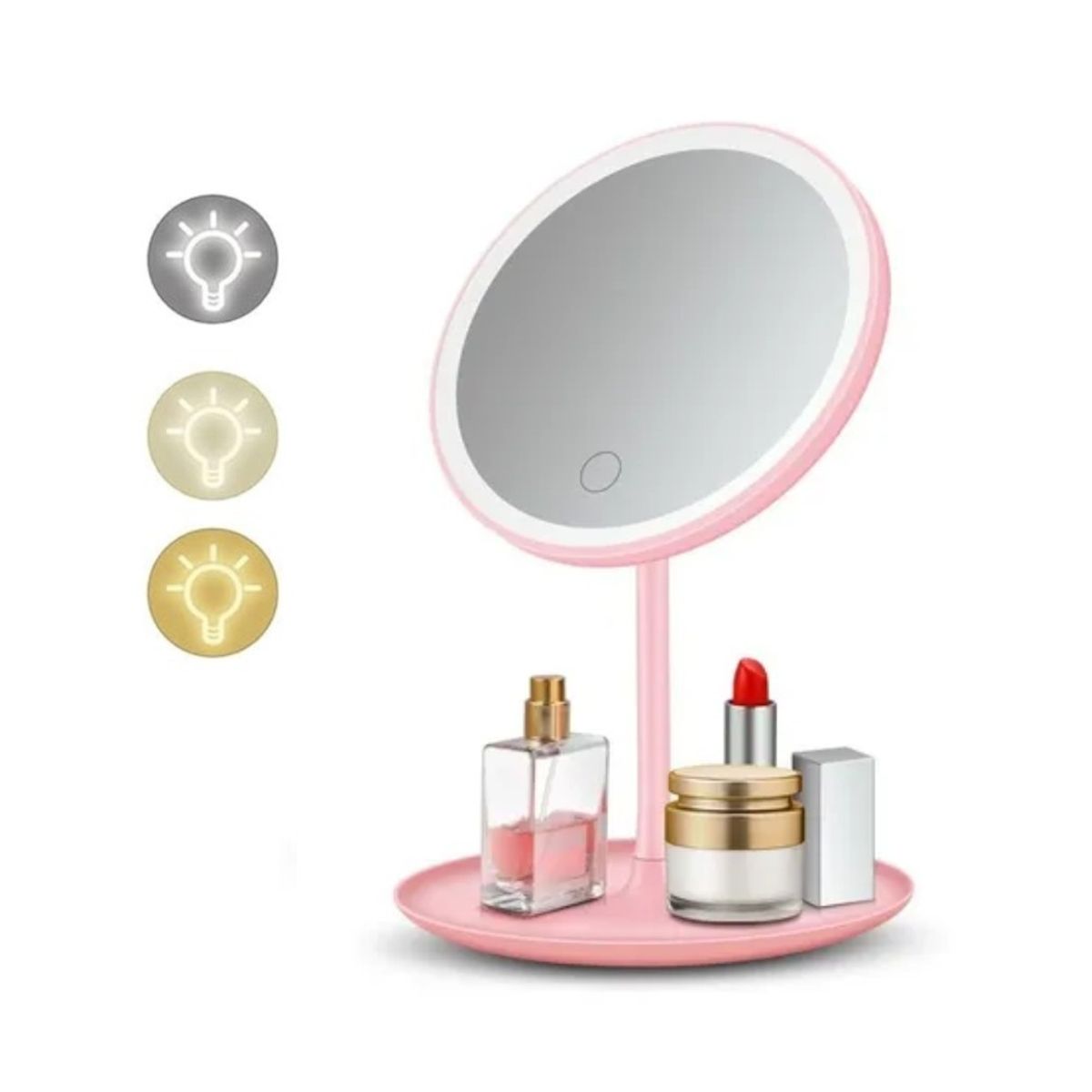 GENERICO - Espejo De Maquillaje Recargable Táctil 3 Tonos De Luz