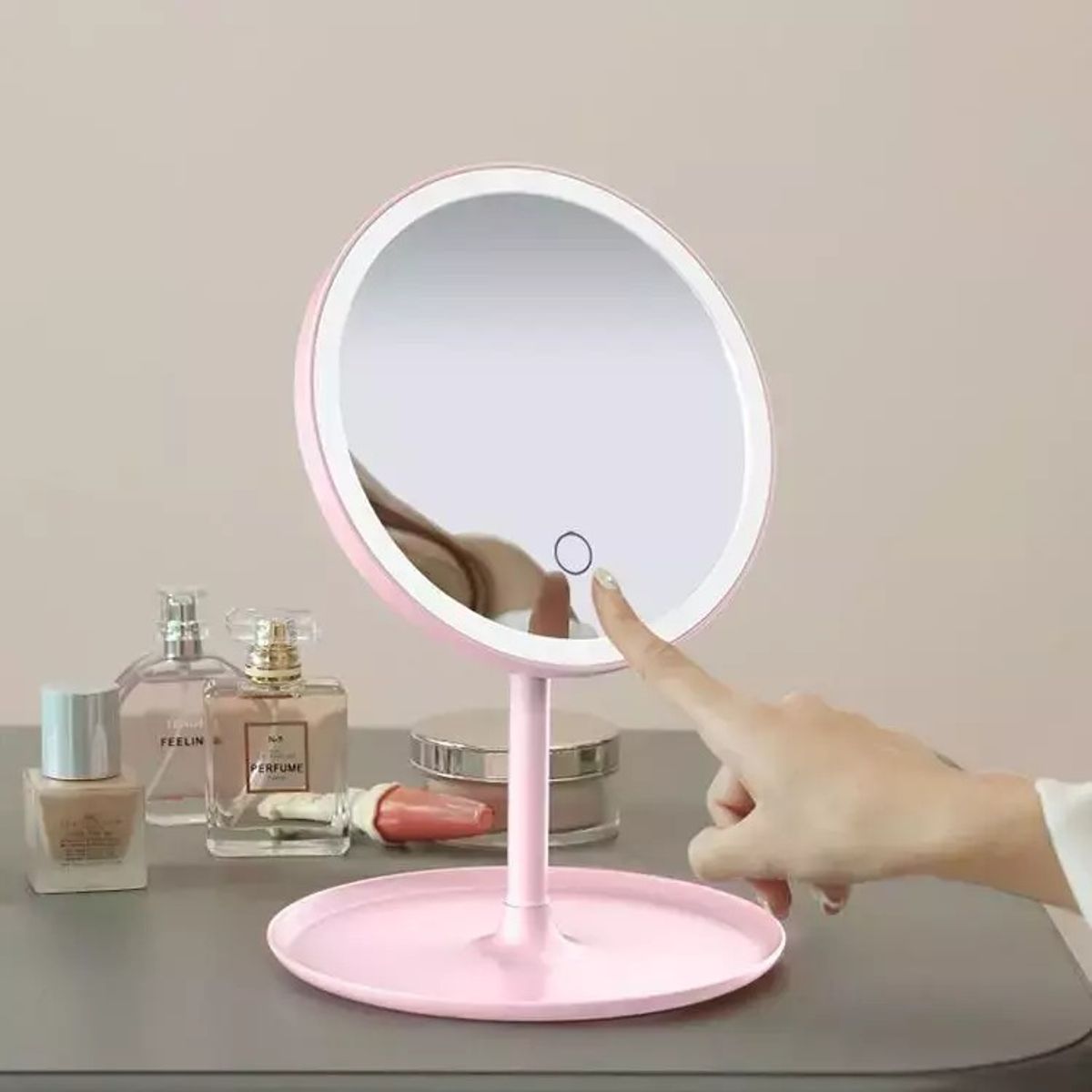 GENERICO - Espejo De Maquillaje Recargable 3 Tonos De Luz Táctil