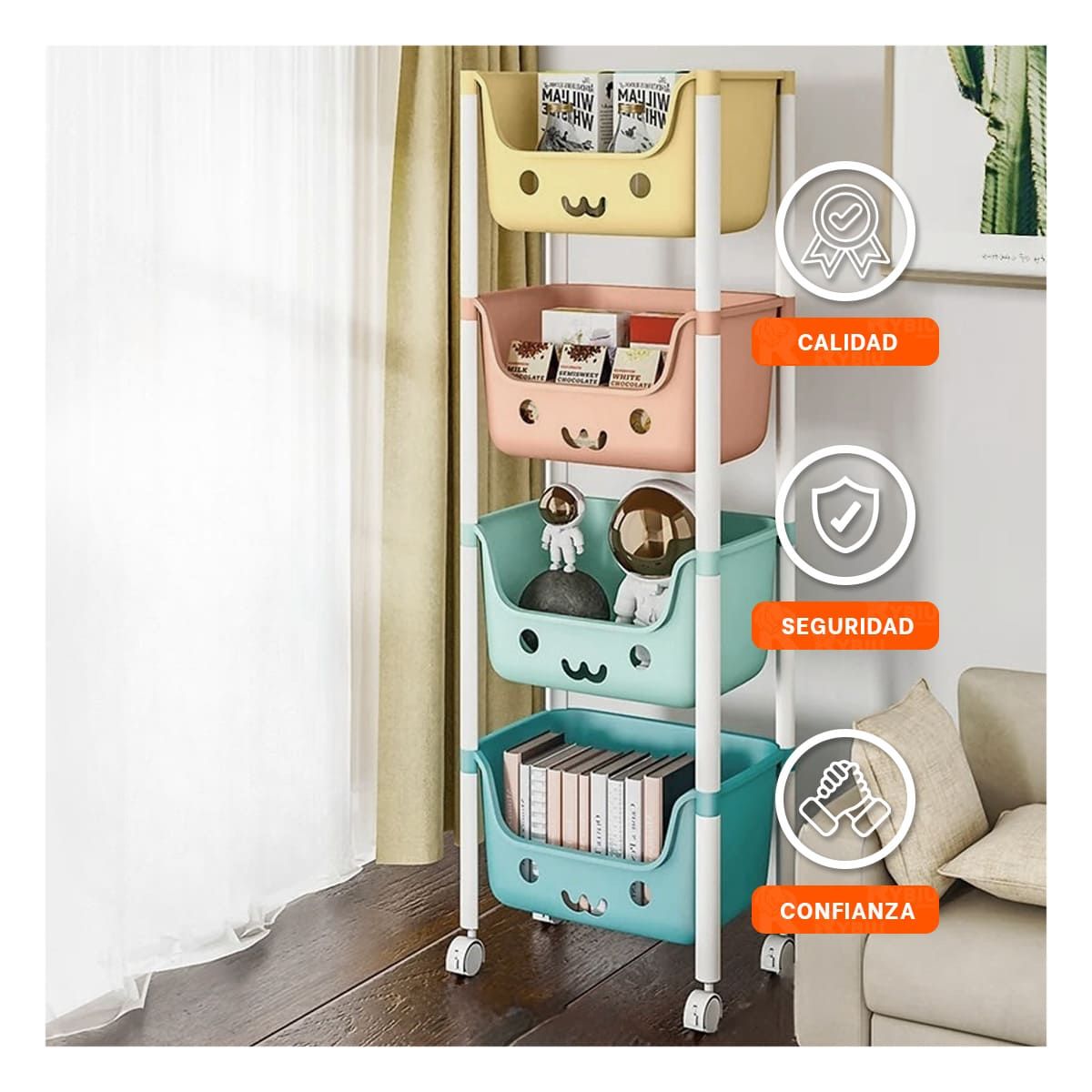 GENERICO - Pack4 Repisa de Niños 4 N Multicolor Y+Papel de Regalo