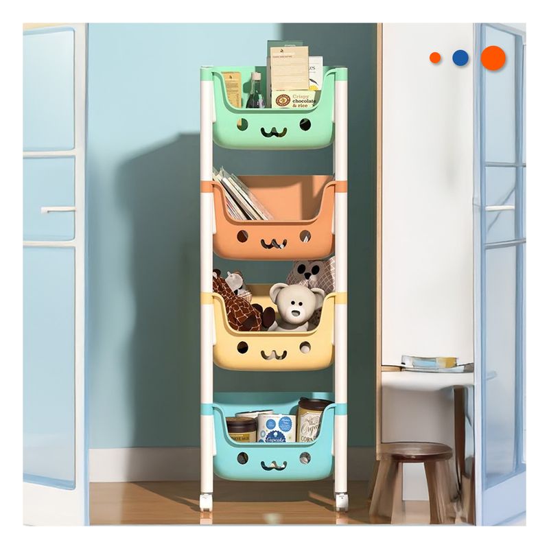 GENERICO - Pack2 Juguetero Practico de 4 N Multicolor Y+Regalo Stickers