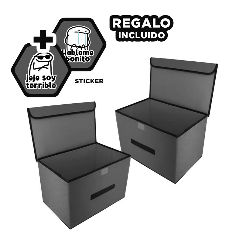 GENERICO - Pack2 Caja Decoradora y Moderna Negro Y+Regalo Stickers