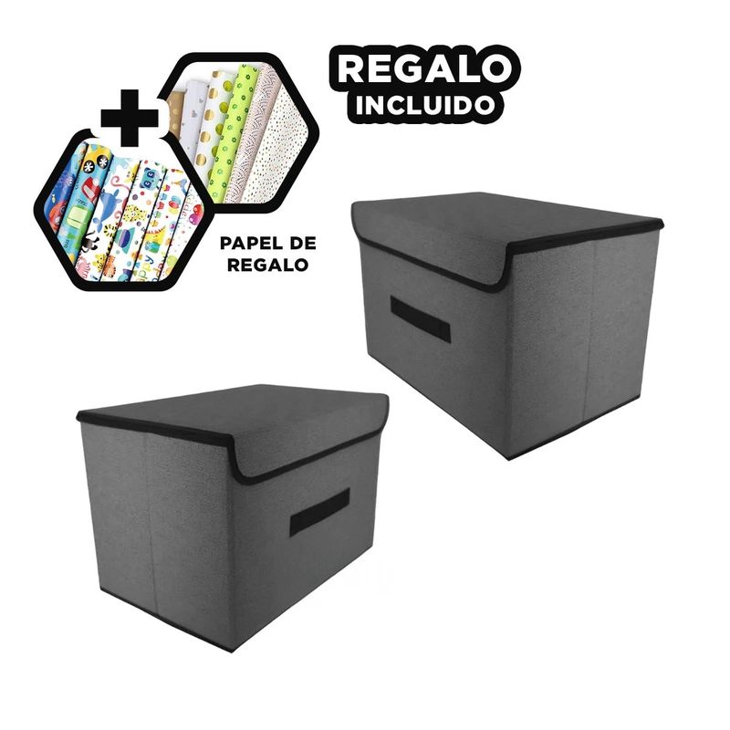 GENERICO - Pack4 Canasta Duradera en Negro Y+Papel de Regalo