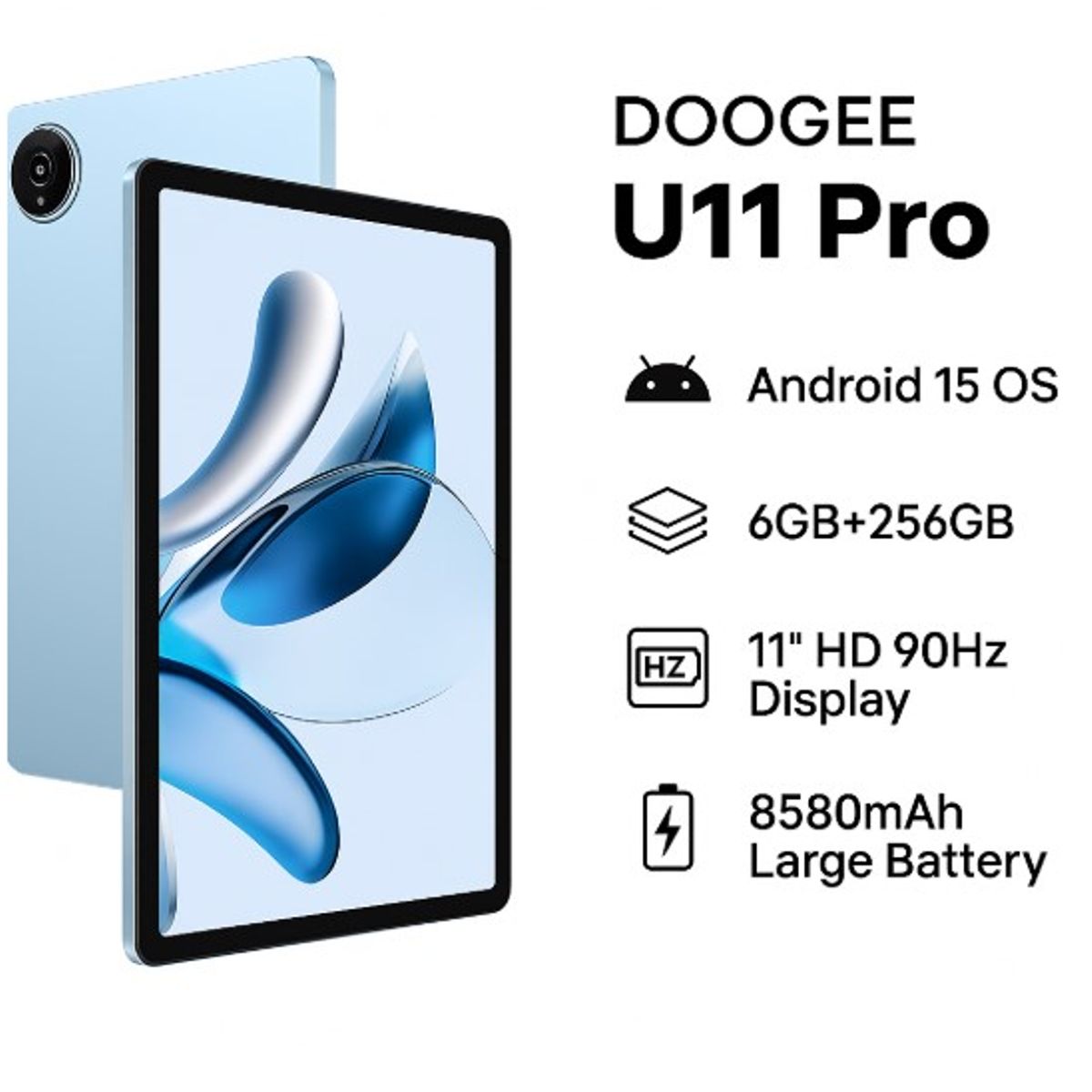 DOOGEE - TABLET DOOGEE U11 Pro, 13MP, 5MP, 6 RAM+256GB ROM, 8580mAh, 90Hz, Azul