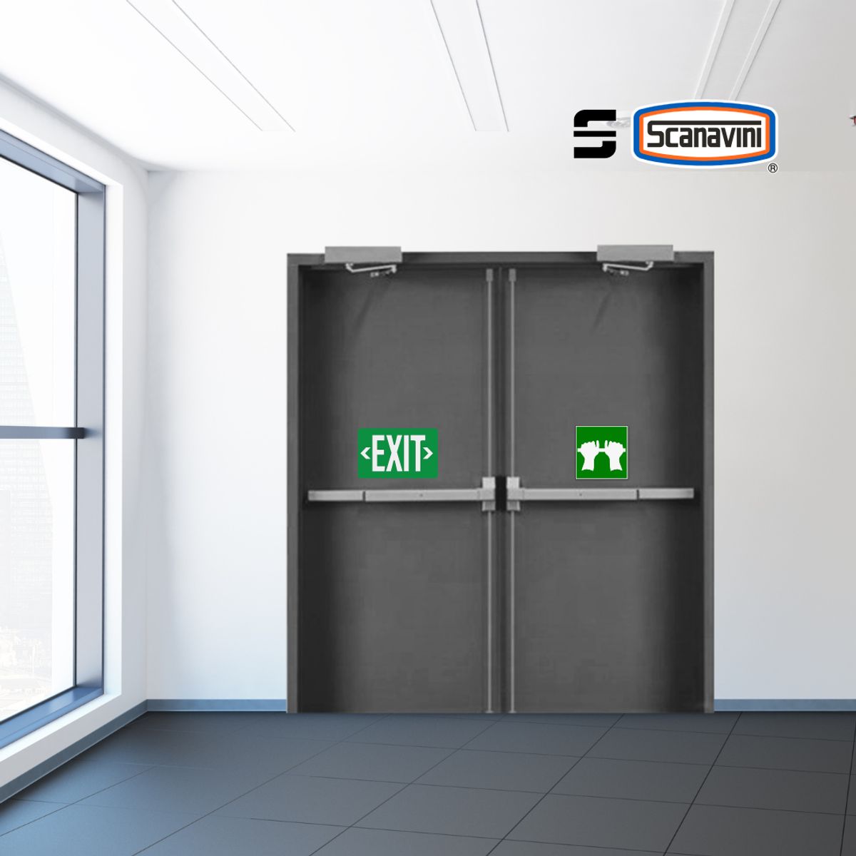 SCANAVINI - Barra Antipánico DT-1200VA-P  2 puntos de cierre RETARDANTE AL FUEGO