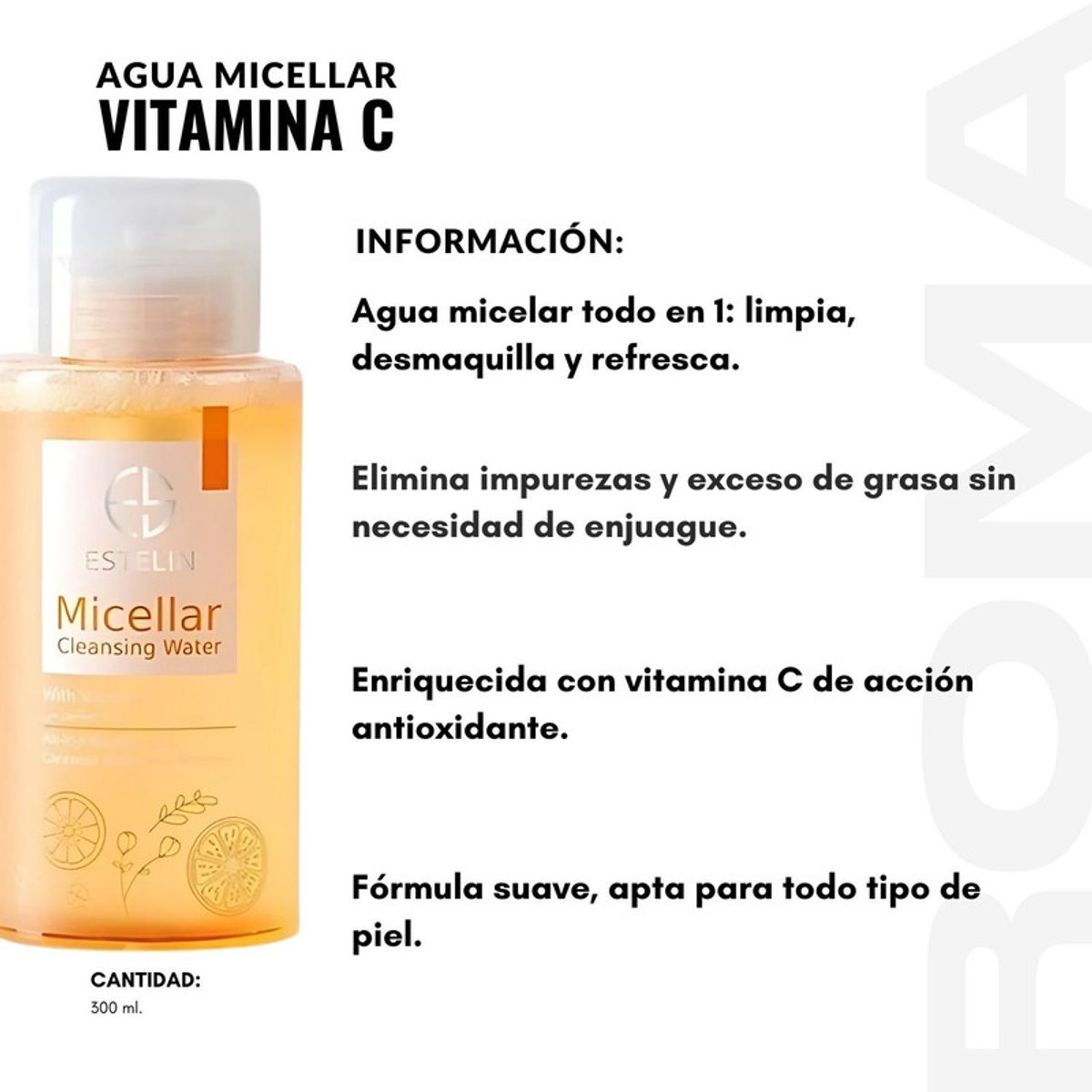 GENERICO - PACK 3 AGUA MICELAR VITAMINA C 300ML ESTELIN