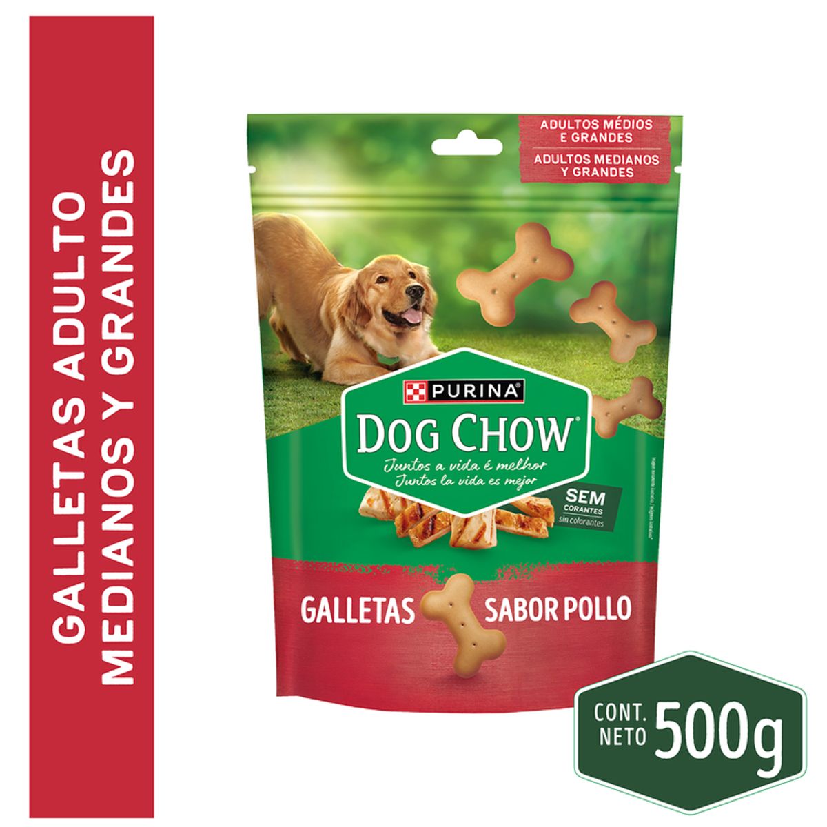 DOG CHOW - Dog Chow Snack perros medgran galletas sabor pollo 500gr x 3 unids