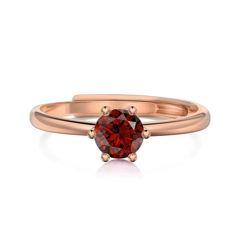 GENERICO - Anillo Rosso para Mujer en Acero con Chapa de Oro Rosa y Circón Rojo