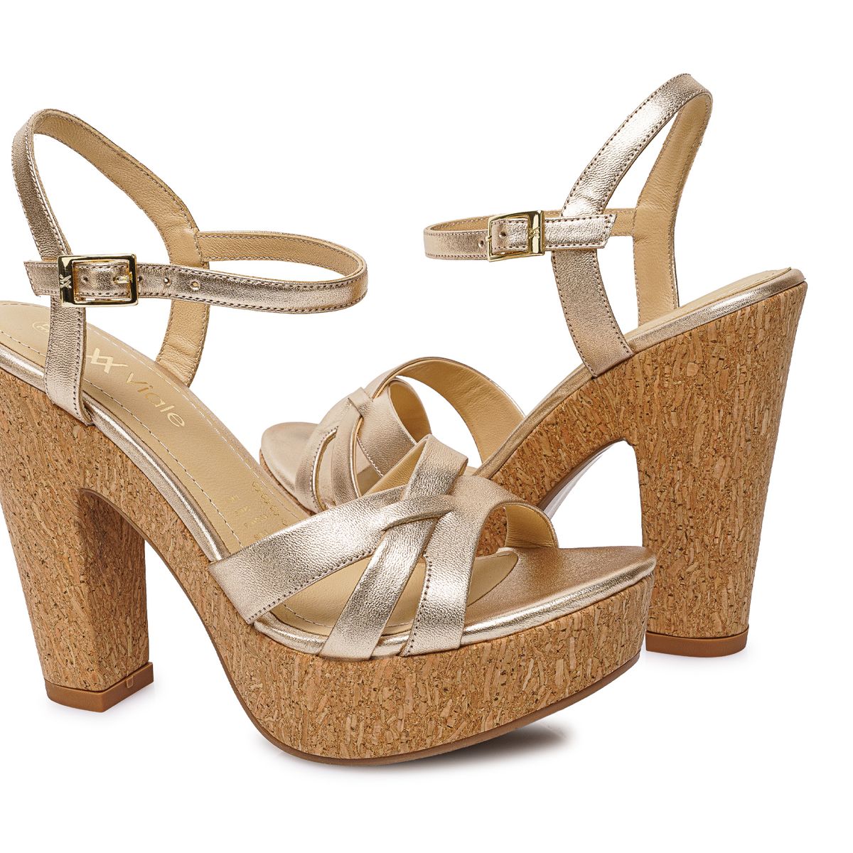 VIALE - Sandalia Dorsay Casual SOFI-2607 Dorado Viale Cuero